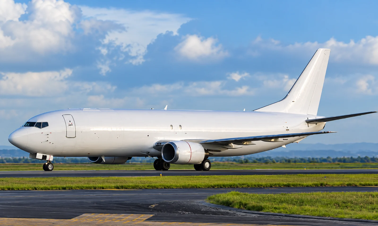 Boeing 737-400F cargo aircraft on the airport apron